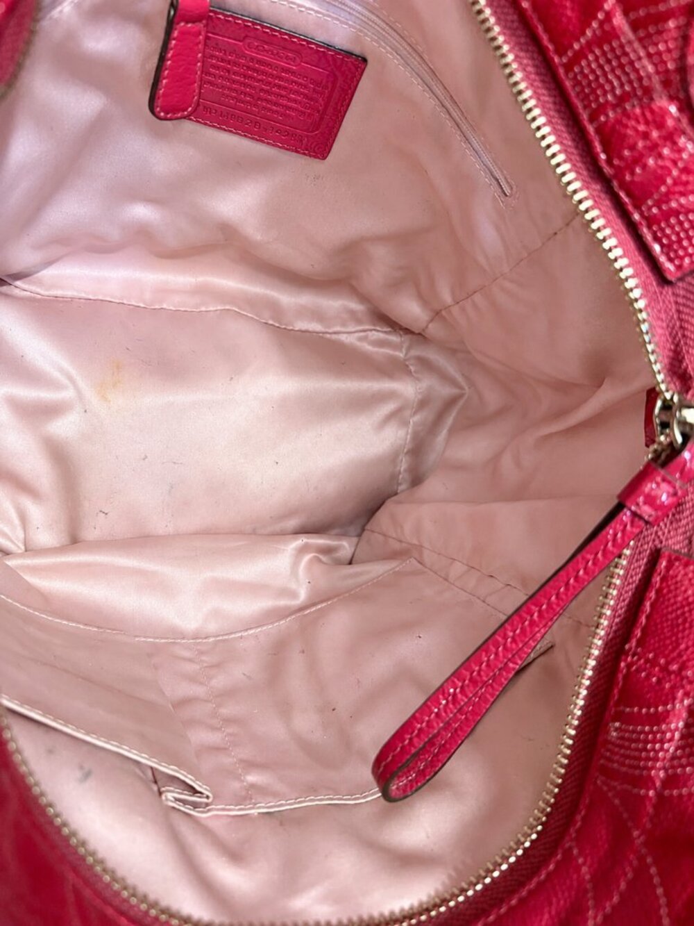 COACH Alex Pink Patent Leather Embossed C Tote Shoulder Bag Handbag Hang Tag - Picture 6 of 16